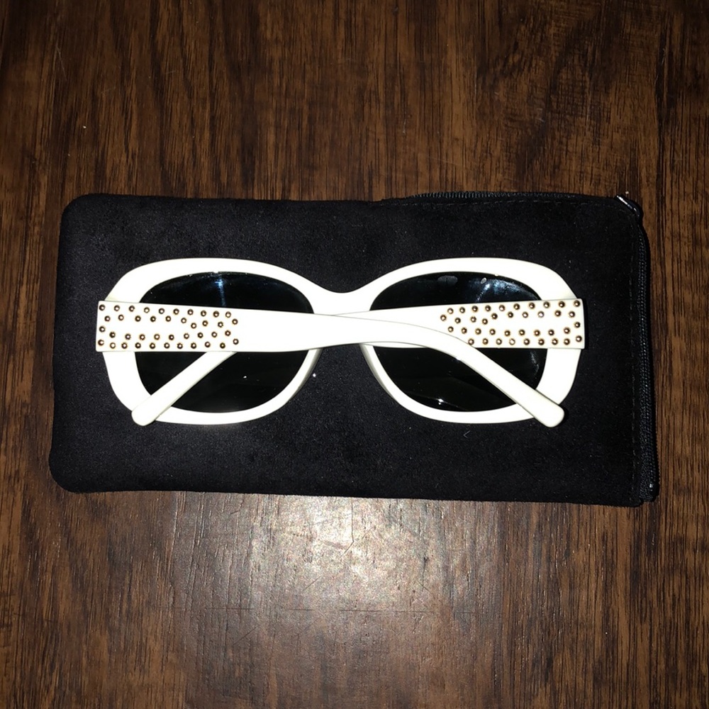 Saint Laurent Gold Studded White Shades - Picture 2 of 3